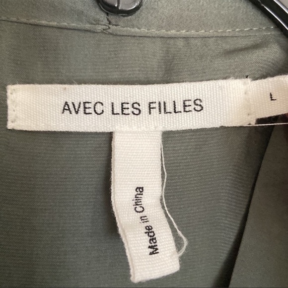 AVEC LES FILLES Anthropologie | Wrap Dress Neck Tie Long Sleeve Olive Gr… - Picture 6 of 12